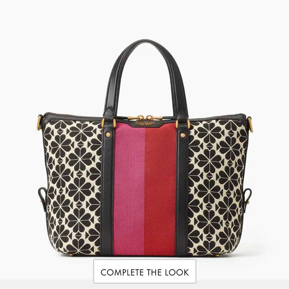 Kate Spade flower jacquard stripe Faye medium satchel